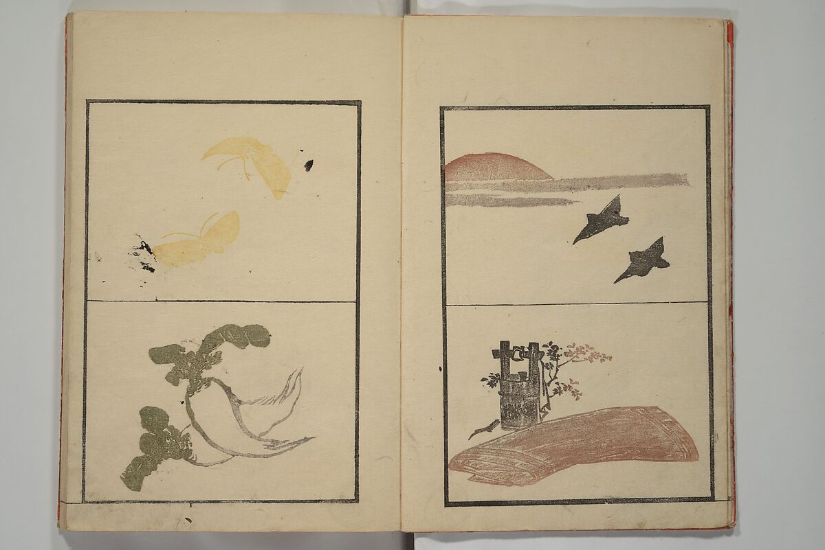 Vol. 1 of 5, Various Pictures by Keisai (Keisai soga) 蕙斎麁画; 讃科画圖蕙齋麁画(さんか がず けいさい そうが), Kuwagata Keisai 鍬形蕙斎 (Japanese, 1764–1824), Woodblock printed book; ink and color on paper, Japan