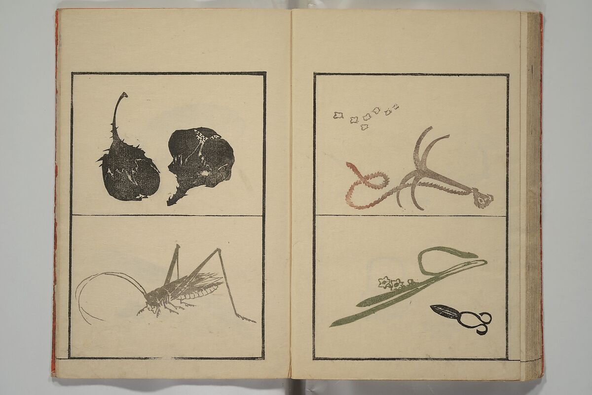 Vol. 1 of 5, Various Pictures by Keisai (Keisai soga) 蕙斎麁画; 讃科画圖蕙齋麁画(さんか がず けいさい そうが), Kuwagata Keisai 鍬形蕙斎 (Japanese, 1764–1824), Woodblock printed book; ink and color on paper, Japan