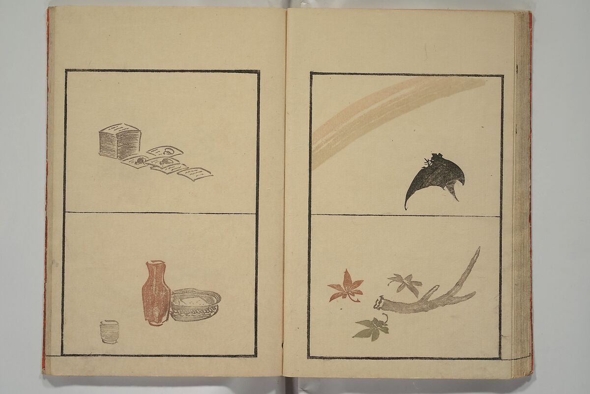 Vol. 1 of 5, Various Pictures by Keisai (Keisai soga) 蕙斎麁画; 讃科画圖蕙齋麁画(さんか がず けいさい そうが), Kuwagata Keisai 鍬形蕙斎 (Japanese, 1764–1824), Woodblock printed book; ink and color on paper, Japan