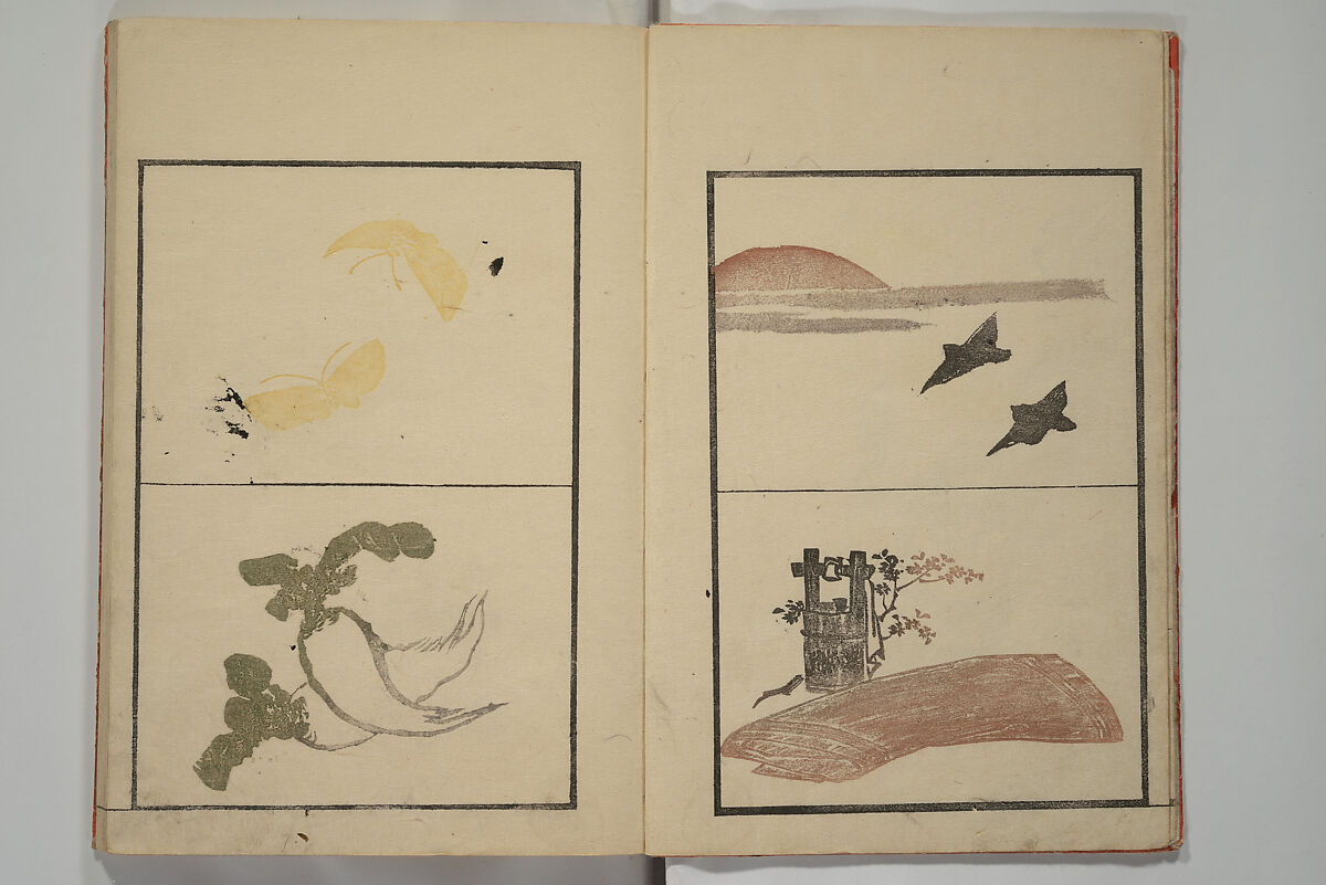 Vol. 1 of 5, Various Pictures by Keisai (Keisai soga) 蕙斎麁画; 讃科画圖蕙齋麁画(さんか がず けいさい そうが), Kuwagata Keisai 鍬形蕙斎 (Japanese, 1764–1824), Woodblock printed book; ink and color on paper, Japan 