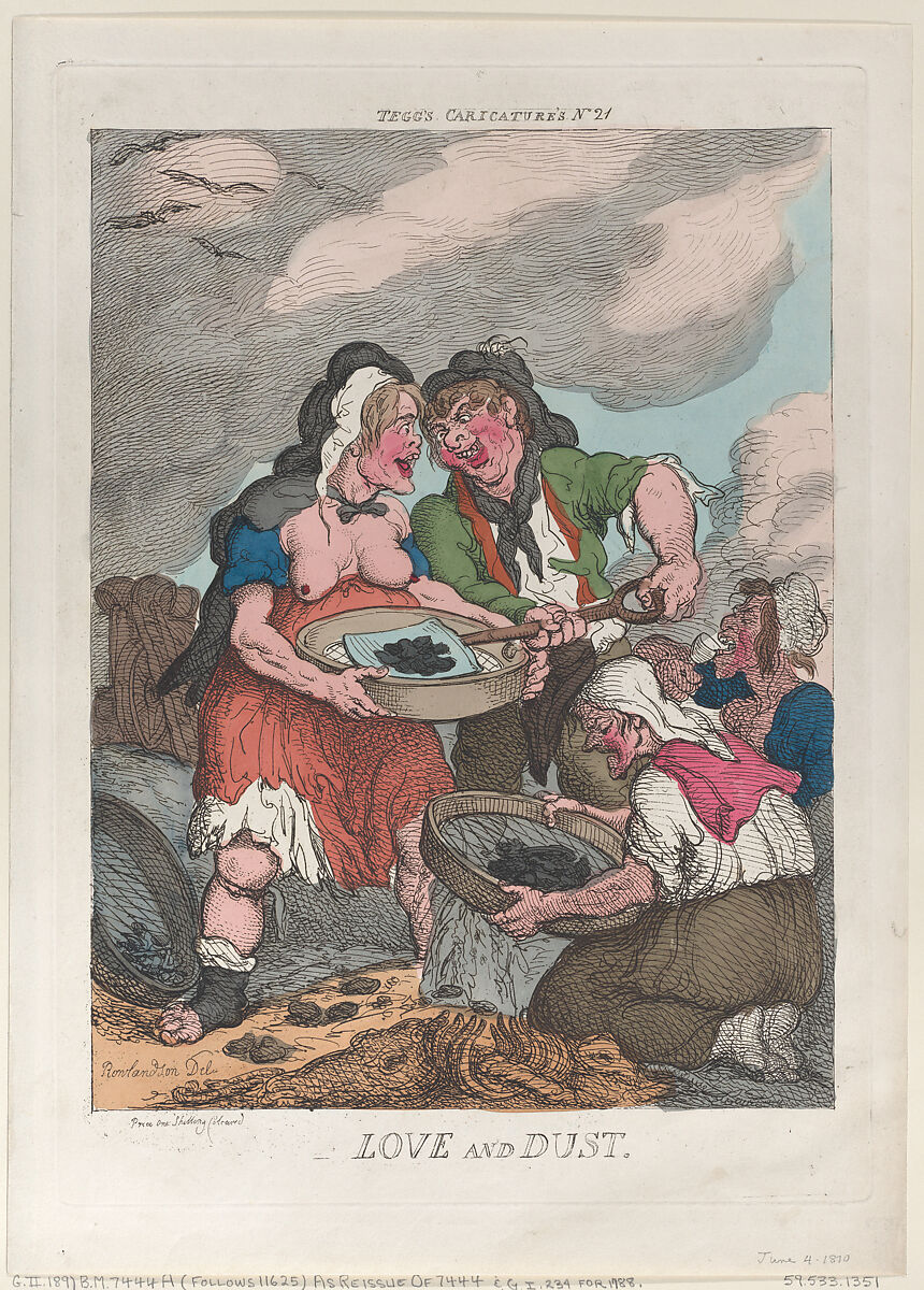 Love and Dust, Thomas Rowlandson (British, London 1757–1827 London), Hand-colored etching 