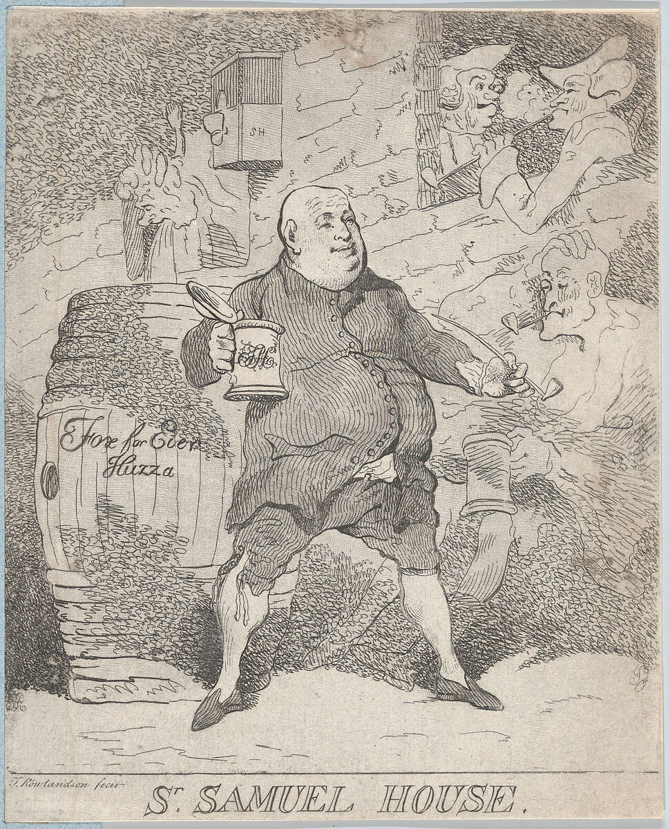 Sr. Samuel House, Thomas Rowlandson (British, London 1757–1827 London), Etching with roulette; second state of second version 