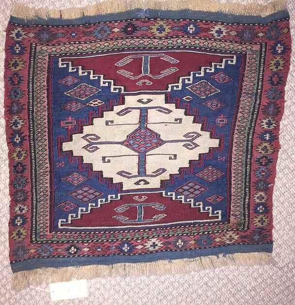 Shahsevan Saddle Bag Face, Wool and cotton; sumak technique 