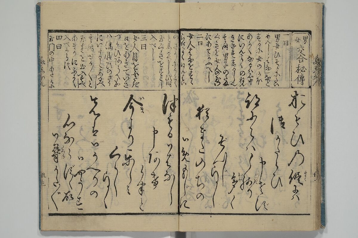 Teaching Calligraphy (Fumi no hayashi) ふみ(文)のはやし, Woodblock printed book; ink on paper, Japan