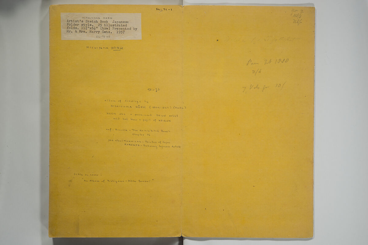 Untitled Picture Album of Twenty-five Watercolor Paintings, Nishiyama Hōen 西山芳園 (Japanese, 1807–1867), Orihon, accordion-style; ink and color on paper, Japan