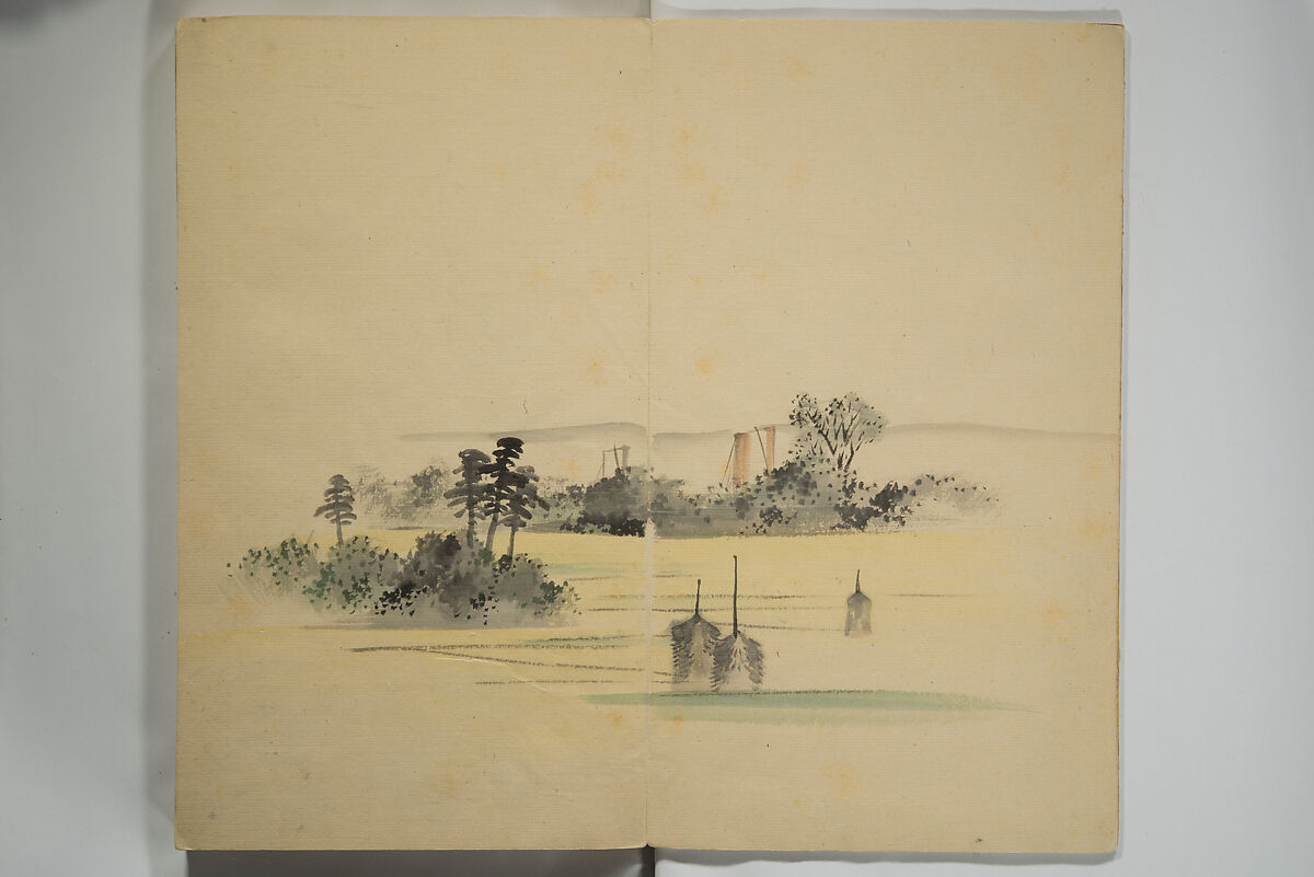 Untitled Picture Album of Twenty-five Watercolor Paintings, Nishiyama Hōen 西山芳園 (Japanese, 1807–1867), Orihon, accordion-style; ink and color on paper, Japan