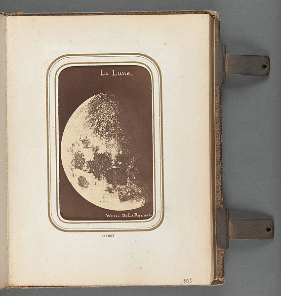 The Moon (La Lune), in Astronomical Gallery, Photographs of Science and Art (Galerie Astronomique, Photographie des Sciences et des Art), Aldophe Alexandre Martin (French, Paris 1824–1896), Albumen silver print 