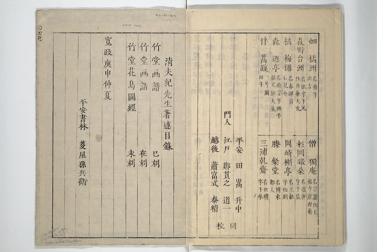 Chikudō Picture Album (Chikudō gafu nihen) 竹堂画譜 二編, Ki Chikudō 紀竹堂 (Japanese, died 1825), Set of two woodblock printed books; ink and color on paper, Japan