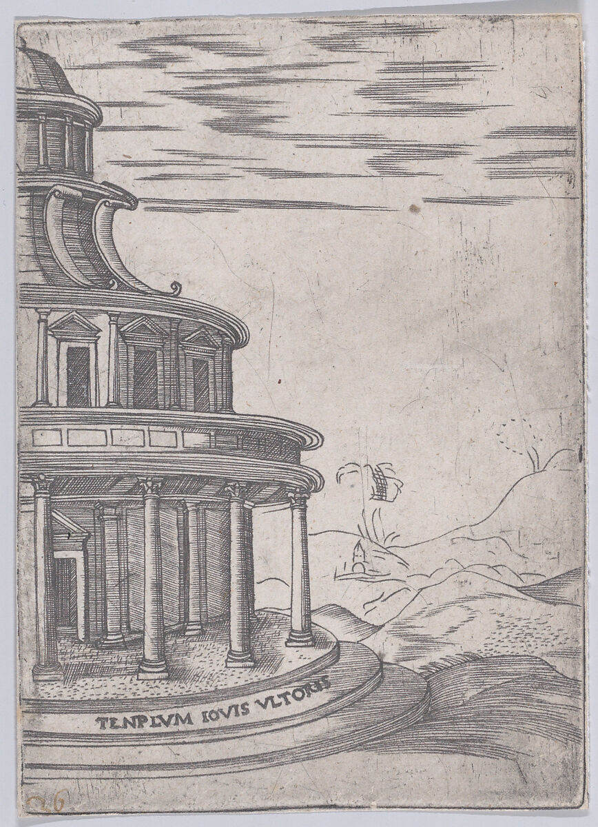 Templum Iovis Ultoris (Views of Ancient Roman Temples and Arches), Anonymous, Italian, 16th century, Engraving 