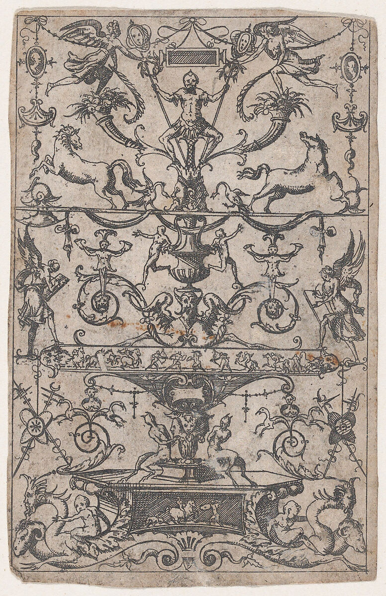 Panel of Grotesques, Jacques Androuet Du Cerceau (French, Paris 1510/12–1585 Annecy), Etchings 