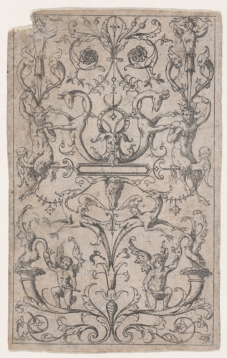 Panel of Grotesques, Jacques Androuet Du Cerceau (French, Paris 1510/12–1585 Annecy), Etchings 