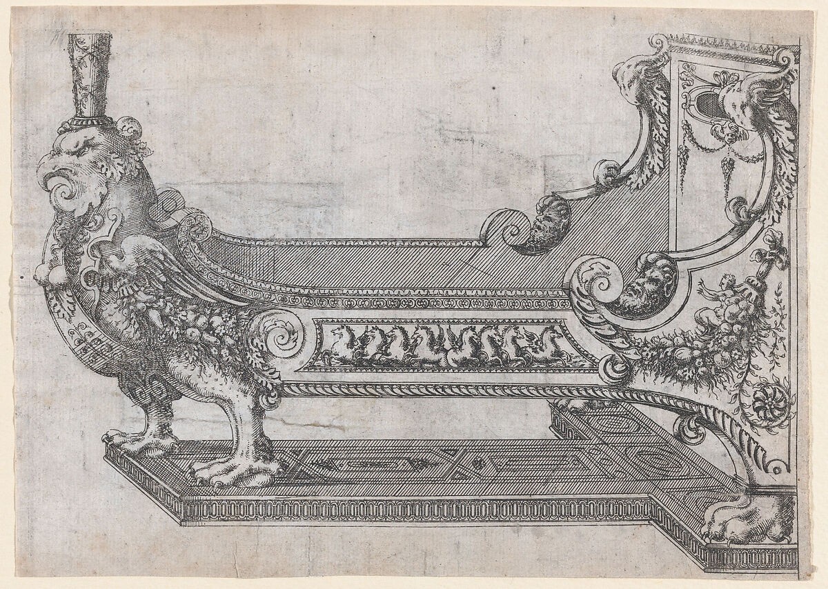 Design for a Bed, Jacques Androuet Du Cerceau (French, Paris 1510/12–1585 Annecy), Etching 