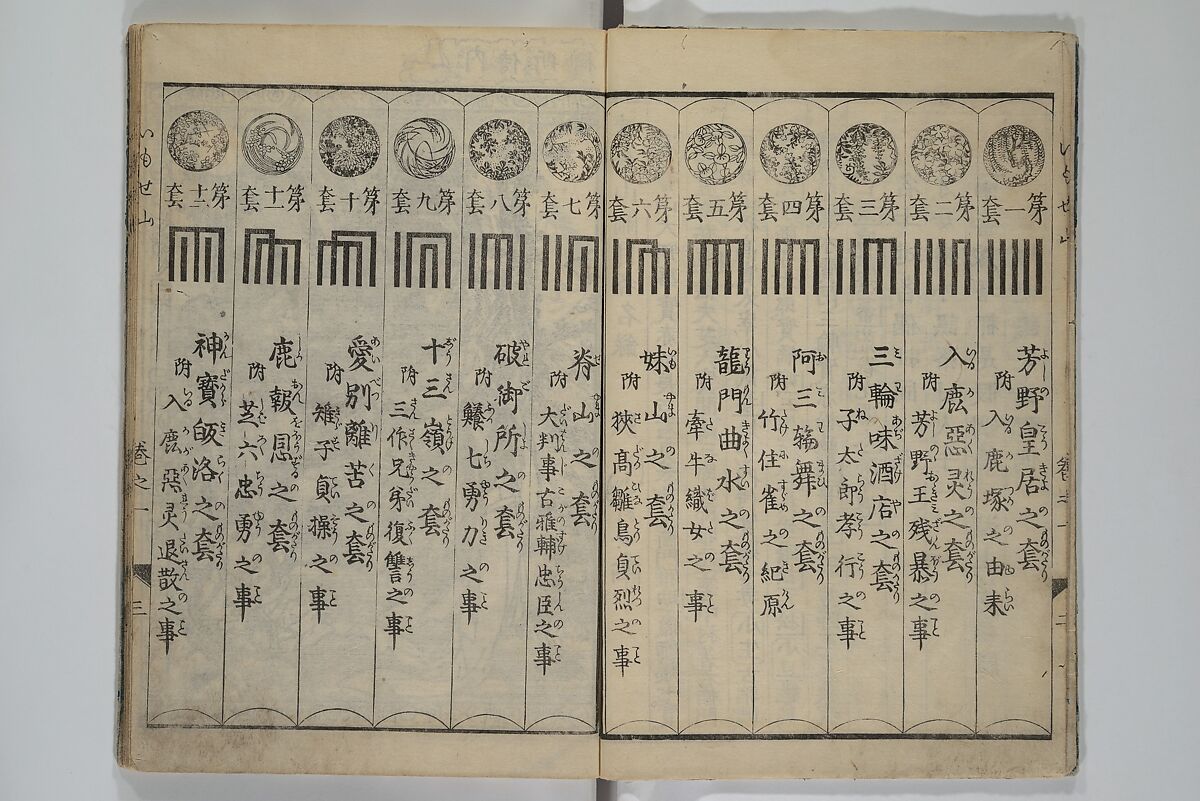 The Mountains of Husband and Wife (Onyo imoseyama) 阥阦妹背山, Katsushika Hokusai 葛飾北斎 (Japanese, Tokyo (Edo) 1760–1849 Tokyo (Edo)), Set of six woodblock printed books; ink on paper, Japan