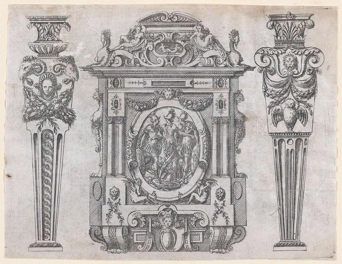 Furniture Design, Jacques Androuet Du Cerceau (French, Paris 1510/12–1585 Annecy), Etching 