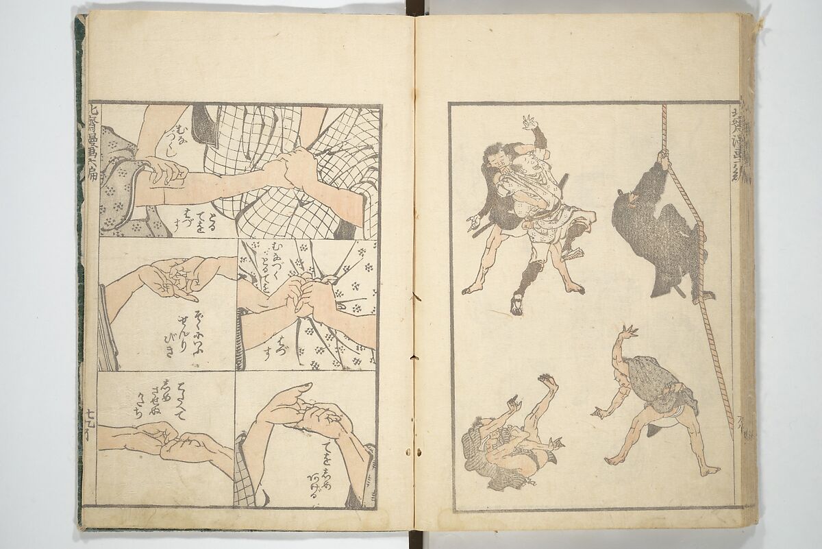 Transmitting the Spirit, Revealing the Form of Things, Volume 1 to 15 of Hokusai Sketchbooks (Denshin kaishu: Hokusai manga, shohen–jugohen) 伝神開手北斎漫画 初編-十五編, Katsushika Hokusai 葛飾北斎 (Japanese, Tokyo (Edo) 1760–1849 Tokyo (Edo)), Set of fifteen woodblock printed books; ink and color on paper, Japan