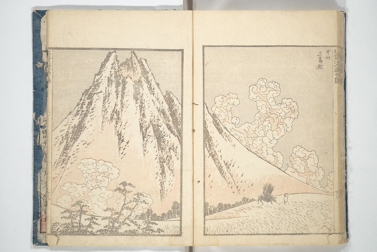 Transmitting the Spirit, Revealing the Form of Things, Volume 1 to 15 of Hokusai Sketchbooks (Denshin kaishu: Hokusai manga, shohen–jugohen) 伝神開手北斎漫画 初編-十五編, Katsushika Hokusai 葛飾北斎 (Japanese, Tokyo (Edo) 1760–1849 Tokyo (Edo)), Set of fifteen woodblock printed books; ink and color on paper, Japan