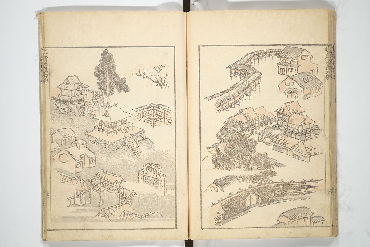 Transmitting the Spirit, Revealing the Form of Things, Volume 1 to 15 of Hokusai Sketchbooks (Denshin kaishu: Hokusai manga, shohen–jugohen) 伝神開手北斎漫画 初編-十五編, Katsushika Hokusai 葛飾北斎 (Japanese, Tokyo (Edo) 1760–1849 Tokyo (Edo)), Set of fifteen woodblock printed books; ink and color on paper, Japan