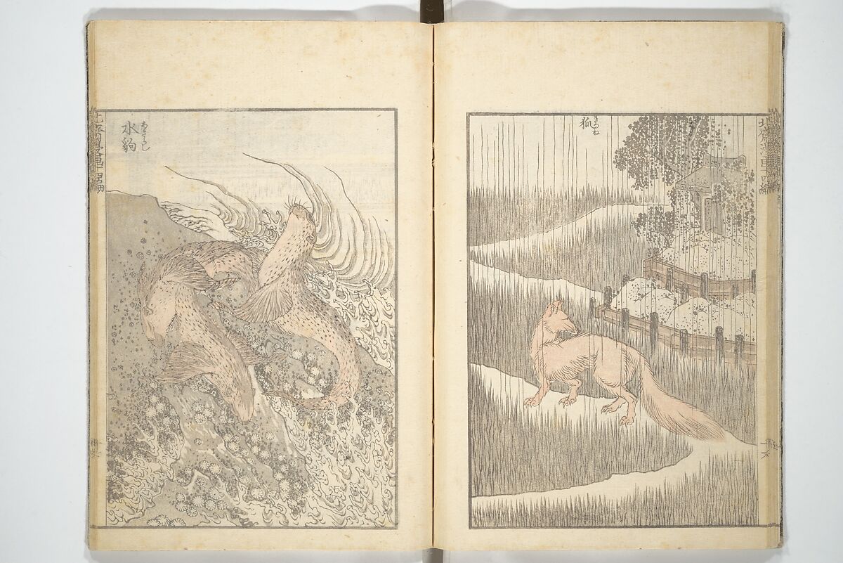 Transmitting the Spirit, Revealing the Form of Things, Volume 1 to 15 of Hokusai Sketchbooks (Denshin kaishu: Hokusai manga, shohen–jugohen) 伝神開手北斎漫画 初編-十五編, Katsushika Hokusai 葛飾北斎 (Japanese, Tokyo (Edo) 1760–1849 Tokyo (Edo)), Set of fifteen woodblock printed books; ink and color on paper, Japan