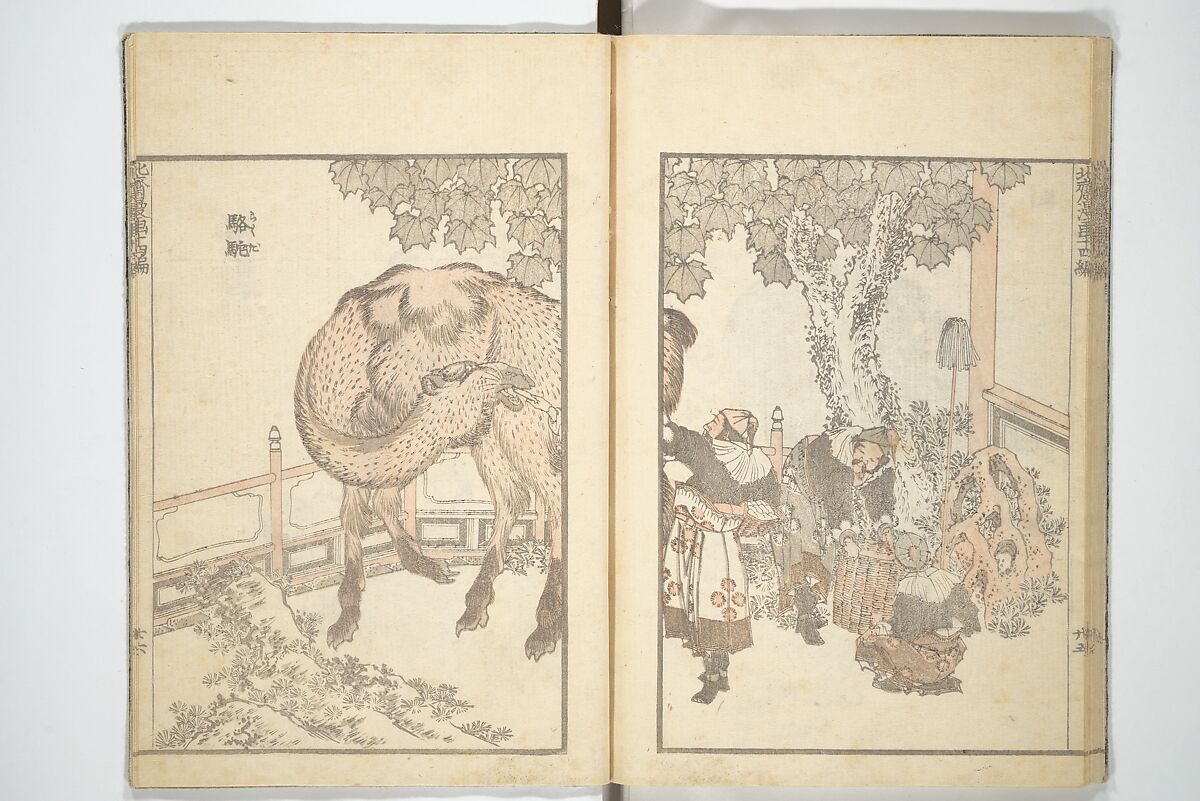 Transmitting the Spirit, Revealing the Form of Things, Volume 1 to 15 of Hokusai Sketchbooks (Denshin kaishu: Hokusai manga, shohen–jugohen) 伝神開手北斎漫画 初編-十五編, Katsushika Hokusai 葛飾北斎 (Japanese, Tokyo (Edo) 1760–1849 Tokyo (Edo)), Set of fifteen woodblock printed books; ink and color on paper, Japan