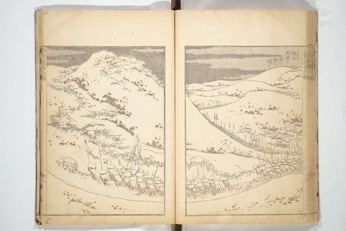 Transmitting the Spirit, Revealing the Form of Things, Volume 1 to 15 of Hokusai Sketchbooks (Denshin kaishu: Hokusai manga, shohen–jugohen) 伝神開手北斎漫画 初編-十五編, Katsushika Hokusai 葛飾北斎 (Japanese, Tokyo (Edo) 1760–1849 Tokyo (Edo)), Set of fifteen woodblock printed books; ink and color on paper, Japan