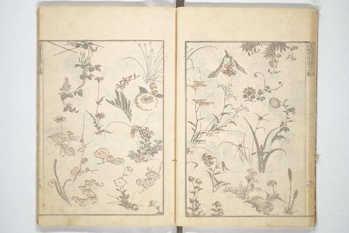 Transmitting the Spirit, Revealing the Form of Things, Volume 1 to 15 of Hokusai Sketchbooks (Denshin kaishu: Hokusai manga, shohen–jugohen) 伝神開手北斎漫画 初編-十五編, Katsushika Hokusai 葛飾北斎 (Japanese, Tokyo (Edo) 1760–1849 Tokyo (Edo)), Set of fifteen woodblock printed books; ink and color on paper, Japan