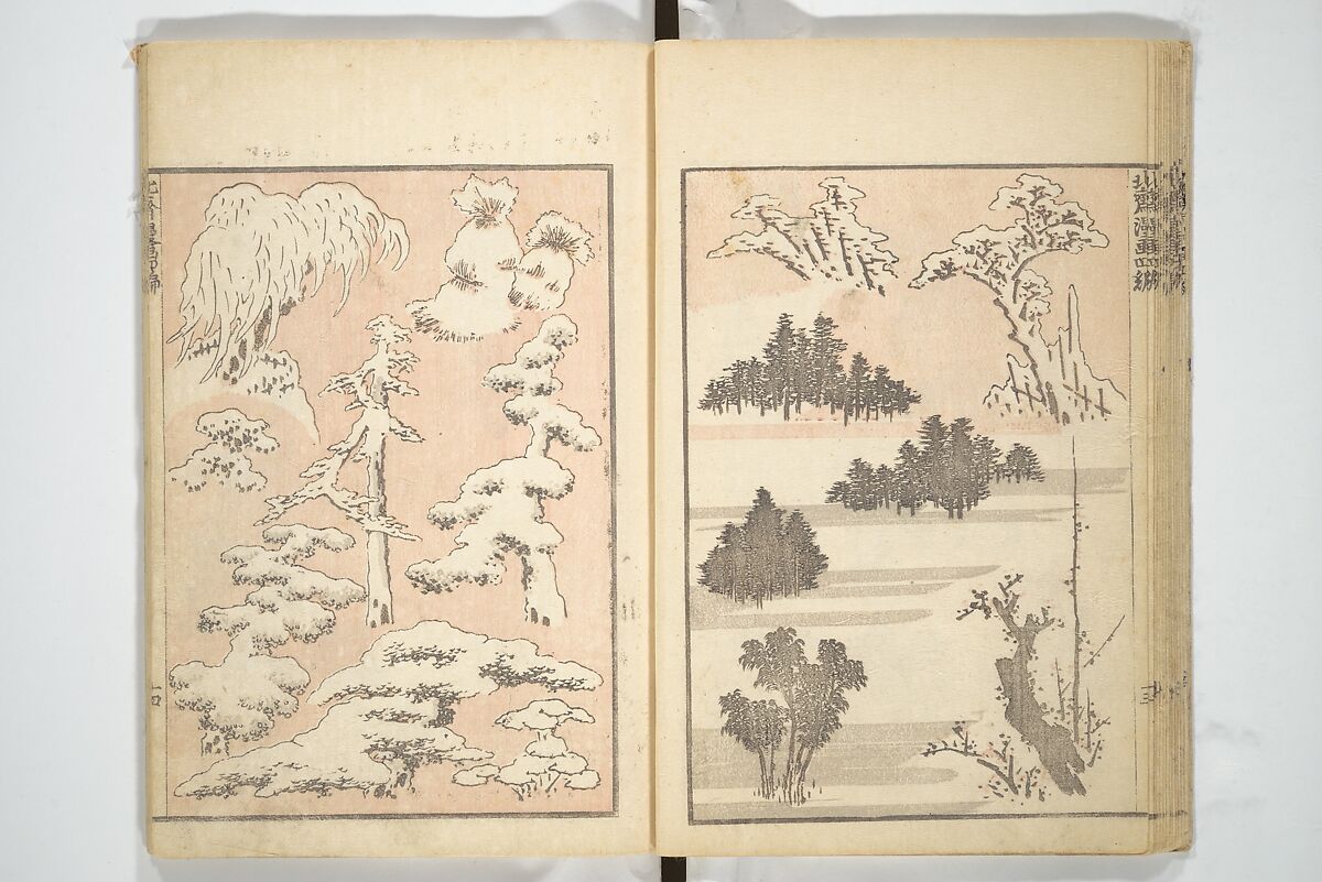 Transmitting the Spirit, Revealing the Form of Things, Volume 1 to 15 of Hokusai Sketchbooks (Denshin kaishu: Hokusai manga, shohen–jugohen) 伝神開手北斎漫画 初編-十五編, Katsushika Hokusai 葛飾北斎 (Japanese, Tokyo (Edo) 1760–1849 Tokyo (Edo)), Set of fifteen woodblock printed books; ink and color on paper, Japan