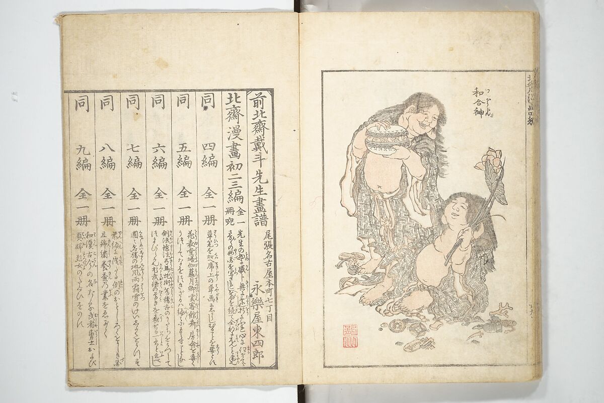 Transmitting the Spirit, Revealing the Form of Things, Volume 1 to 15 of Hokusai Sketchbooks (Denshin kaishu: Hokusai manga, shohen–jugohen) 伝神開手北斎漫画 初編-十五編, Katsushika Hokusai 葛飾北斎 (Japanese, Tokyo (Edo) 1760–1849 Tokyo (Edo)), Set of fifteen woodblock printed books; ink and color on paper, Japan