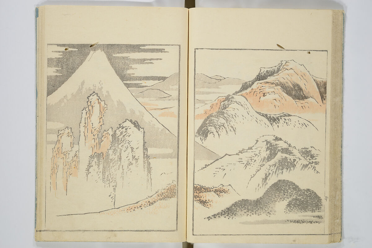Transmitting the Spirit, Revealing the Form of Things, Volume 1 to 15 of Hokusai Sketchbooks (Denshin kaishu: Hokusai manga, shohen–jugohen) 伝神開手北斎漫画 初編-十五編, Katsushika Hokusai 葛飾北斎 (Japanese, Tokyo (Edo) 1760–1849 Tokyo (Edo)), Set of fifteen woodblock printed books; ink and color on paper, Japan