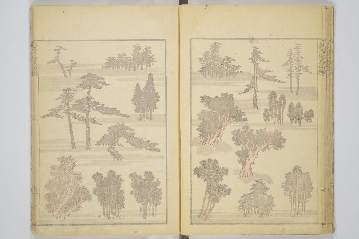 Transmitting the Spirit, Revealing the Form of Things, Volume 1 to 15 of Hokusai Sketchbooks (Denshin kaishu: Hokusai manga, shohen–jugohen) 伝神開手北斎漫画 初編-十五編, Katsushika Hokusai 葛飾北斎 (Japanese, Tokyo (Edo) 1760–1849 Tokyo (Edo)), Set of fifteen woodblock printed books; ink and color on paper, Japan