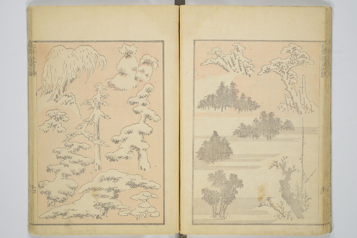 Transmitting the Spirit, Revealing the Form of Things, Volume 1 to 15 of Hokusai Sketchbooks (Denshin kaishu: Hokusai manga, shohen–jugohen) 伝神開手北斎漫画 初編-十五編, Katsushika Hokusai 葛飾北斎 (Japanese, Tokyo (Edo) 1760–1849 Tokyo (Edo)), Set of fifteen woodblock printed books; ink and color on paper, Japan