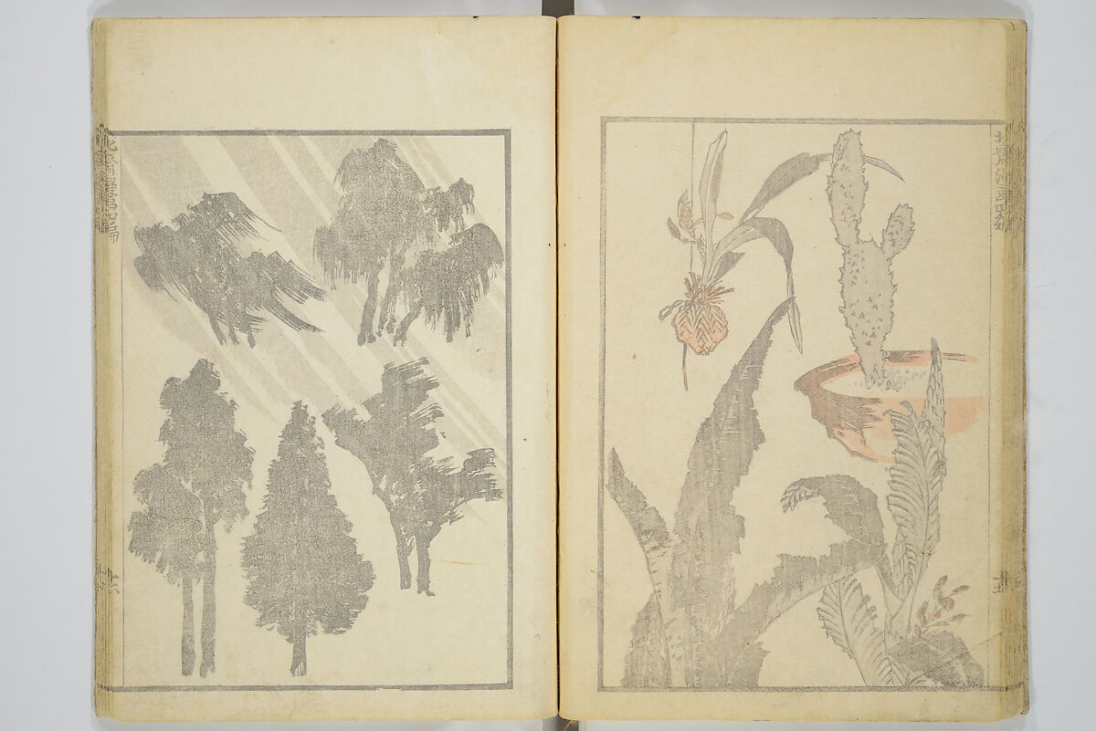 Transmitting the Spirit, Revealing the Form of Things, Volume 1 to 15 of Hokusai Sketchbooks (Denshin kaishu: Hokusai manga, shohen–jugohen) 伝神開手北斎漫画 初編-十五編, Katsushika Hokusai 葛飾北斎 (Japanese, Tokyo (Edo) 1760–1849 Tokyo (Edo)), Set of fifteen woodblock printed books; ink and color on paper, Japan