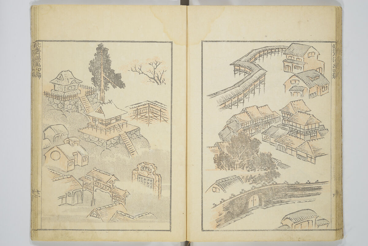 Transmitting the Spirit, Revealing the Form of Things, Volume 1 to 15 of Hokusai Sketchbooks (Denshin kaishu: Hokusai manga, shohen–jugohen) 伝神開手北斎漫画 初編-十五編, Katsushika Hokusai 葛飾北斎 (Japanese, Tokyo (Edo) 1760–1849 Tokyo (Edo)), Set of fifteen woodblock printed books; ink and color on paper, Japan