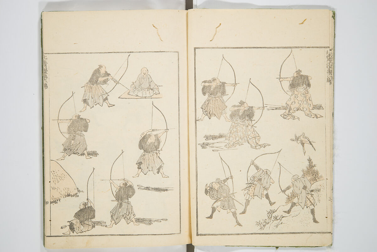 Transmitting the Spirit, Revealing the Form of Things, Volume 1 to 15 of Hokusai Sketchbooks (Denshin kaishu: Hokusai manga, shohen–jugohen) 伝神開手北斎漫画 初編-十五編, Katsushika Hokusai 葛飾北斎 (Japanese, Tokyo (Edo) 1760–1849 Tokyo (Edo)), Set of fifteen woodblock printed books; ink and color on paper, Japan