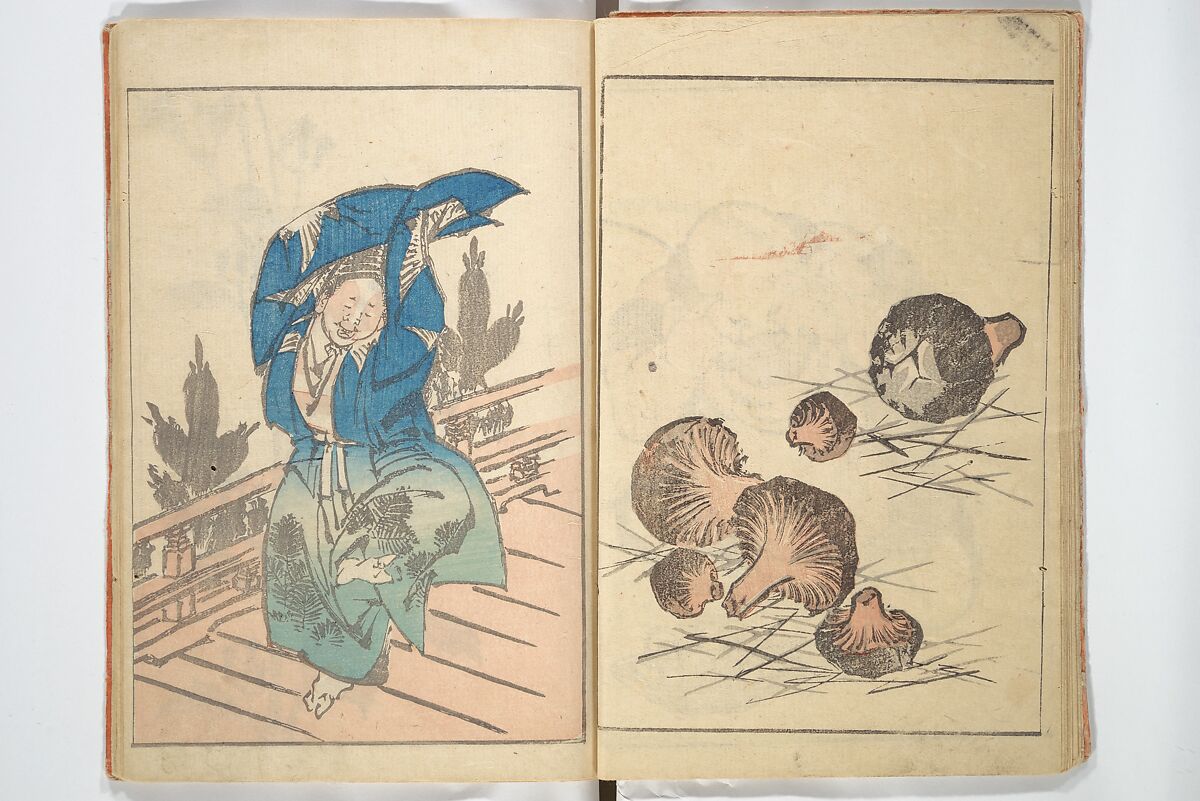 Picture Book with Mixed Verses on Jōruri (Puppet Theater) Ehon jōruri zekku)  繪本浄瑠璃絶句, Katsushika Hokusai 葛飾北斎 (Japanese, Tokyo (Edo) 1760–1849 Tokyo (Edo)), Woodblock printed book; ink and color on paper, Japan