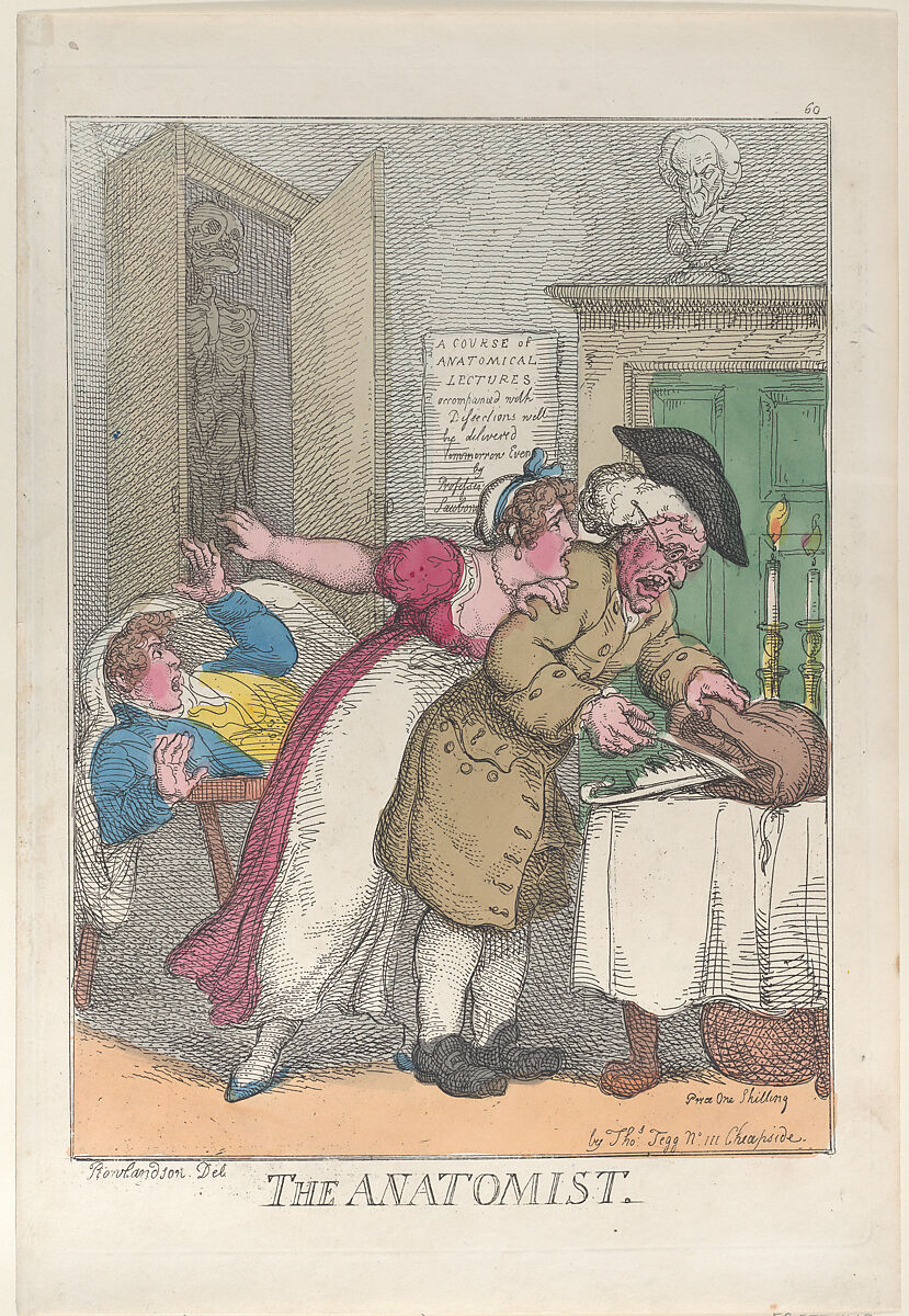 The Anatomist, Thomas Rowlandson (British, London 1757–1827 London), Hand-colored etching 