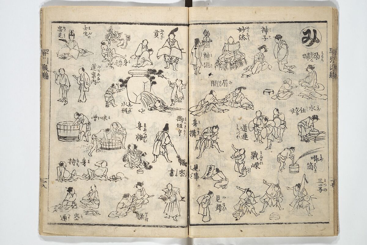 The Quick Pictorial Dictionary (Ehon hayabiki) 画本早引, Katsushika Hokusai 葛飾北斎 (Japanese, Tokyo (Edo) 1760–1849 Tokyo (Edo)), Woodblock printed books; ink on paper, Japan