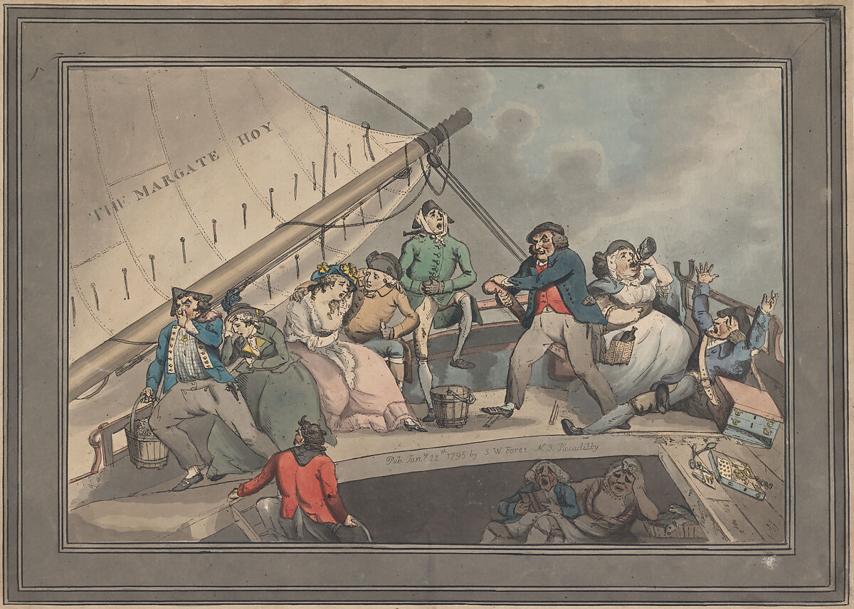 The Margate Hoy, Charles Catton, Jr. (British, London 1756–1819 New Paltz, New York), Hand-colored etching; second issue 