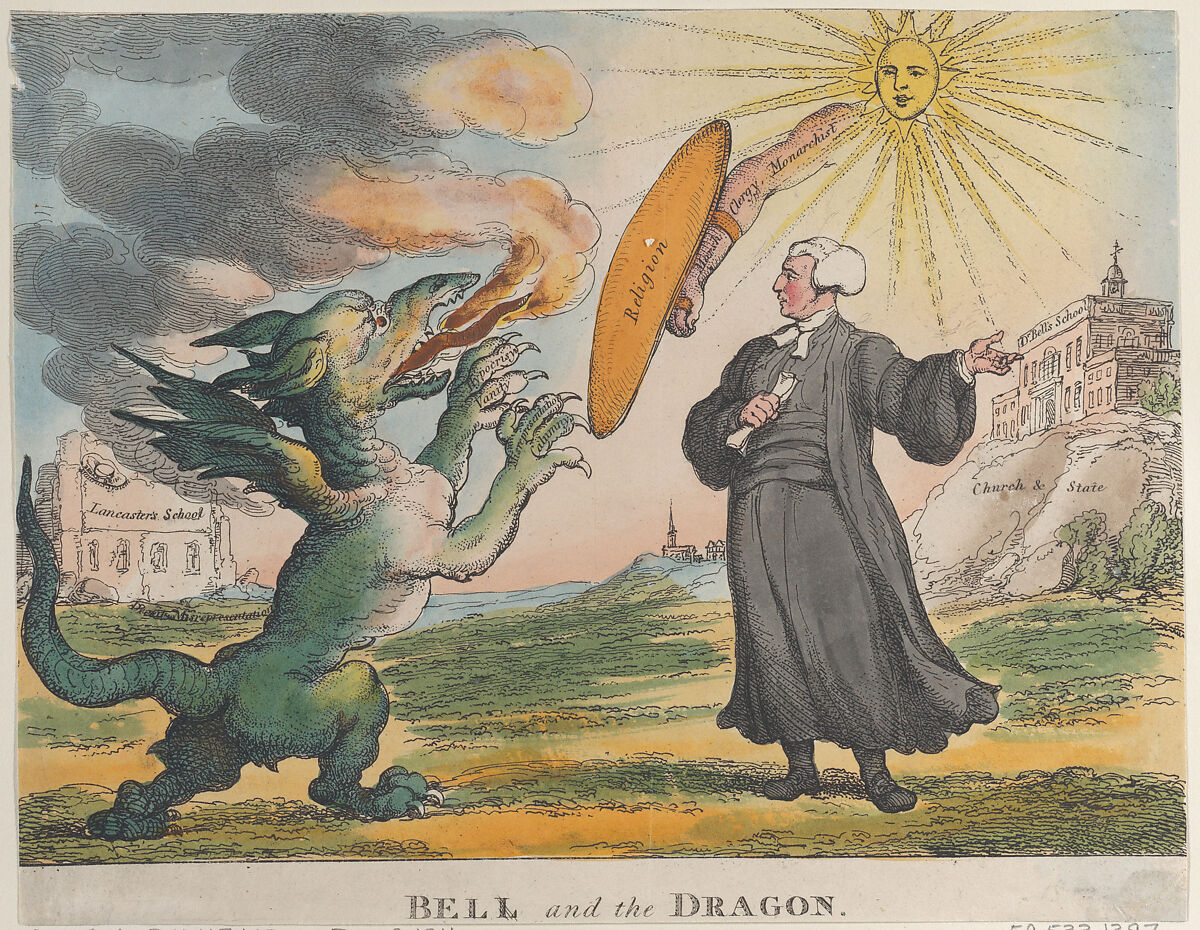 Bell and the Dragon, Thomas Rowlandson (British, London 1757–1827 London), Hand-colored etching 