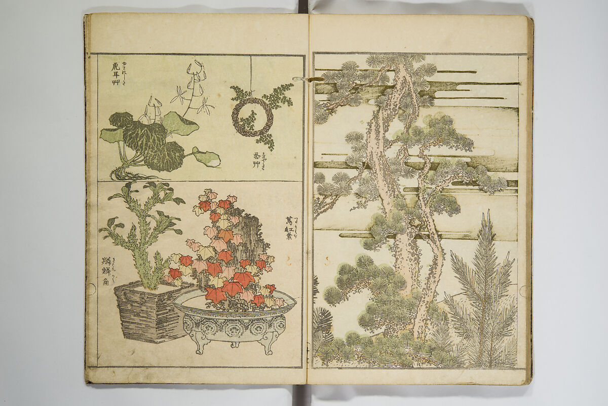 Perfect Pictures at a Glance (Shūga ichiran), Katsushika Hokusai 葛飾北斎 (Japanese, Tokyo (Edo) 1760–1849 Tokyo (Edo)), Woodblock printed book; ink, color, mica, and metallic pigments on paper, Japan