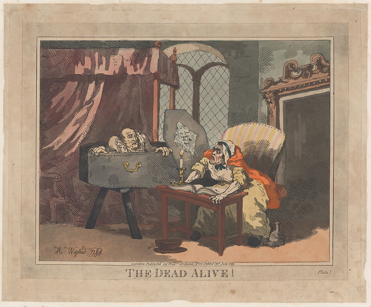 The Dead Alive!, Thomas Rowlandson (British, London 1757–1827 London), Hand-colored etching; reissue 