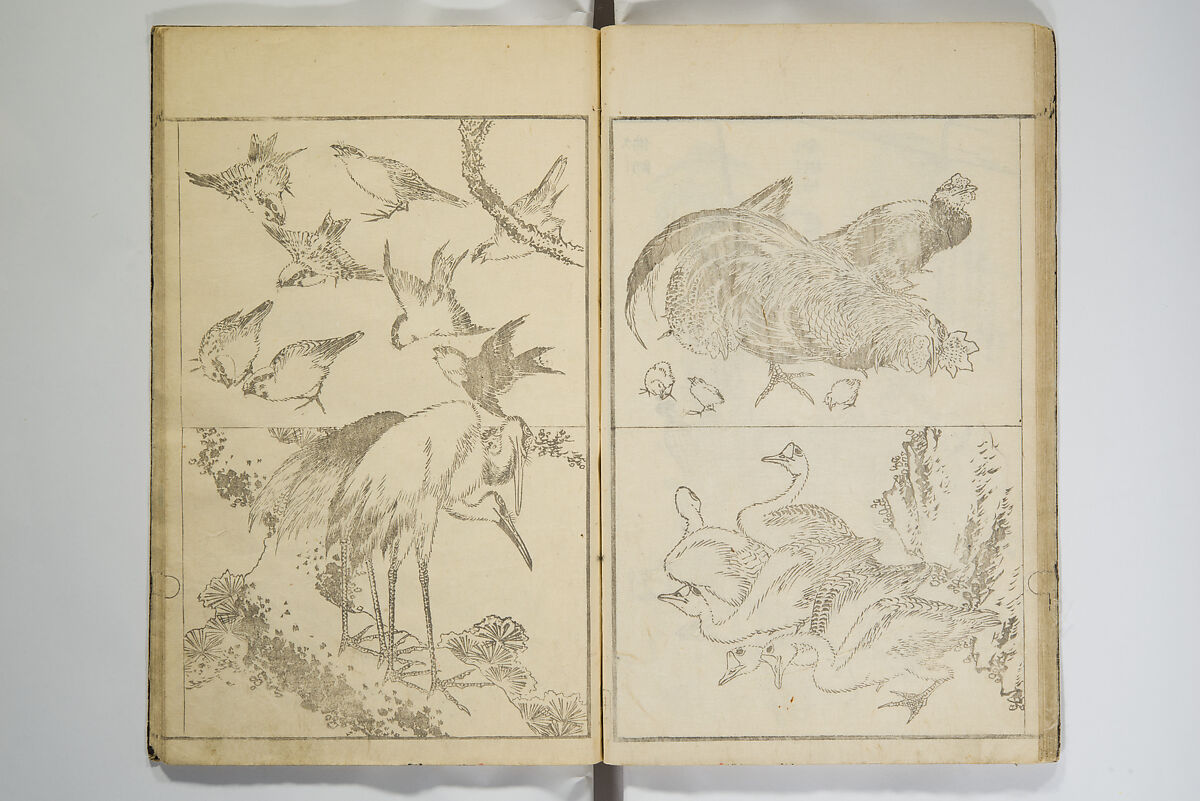Picture Album Transmitting the Spirit: The Hokusai Drawing Style (Denshin gafu Hokusai gashiki), Katsushika Hokusai 葛飾北斎 (Japanese, Tokyo (Edo) 1760–1849 Tokyo (Edo)), Woodblock printed book; ink on paper, Japan
