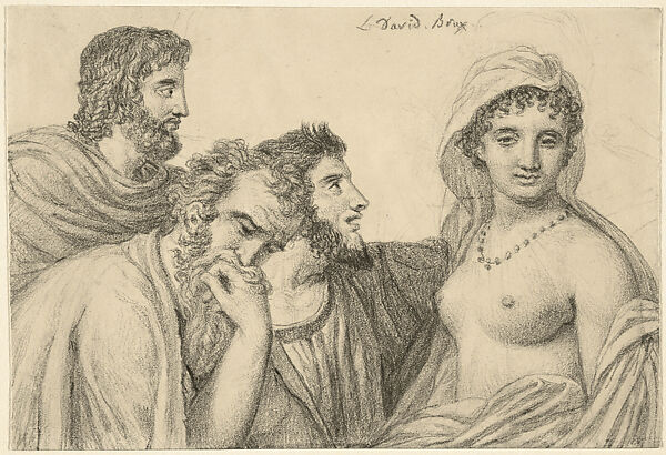 Phryné Before Her Judges, Jacques Louis David  French, Black chalk