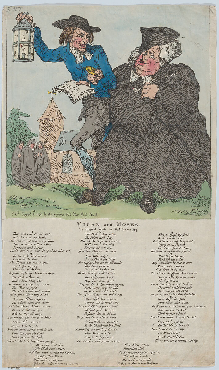 Vicar & Moses, Thomas Rowlandson (British, London 1757–1827 London), Hand-colored etching 