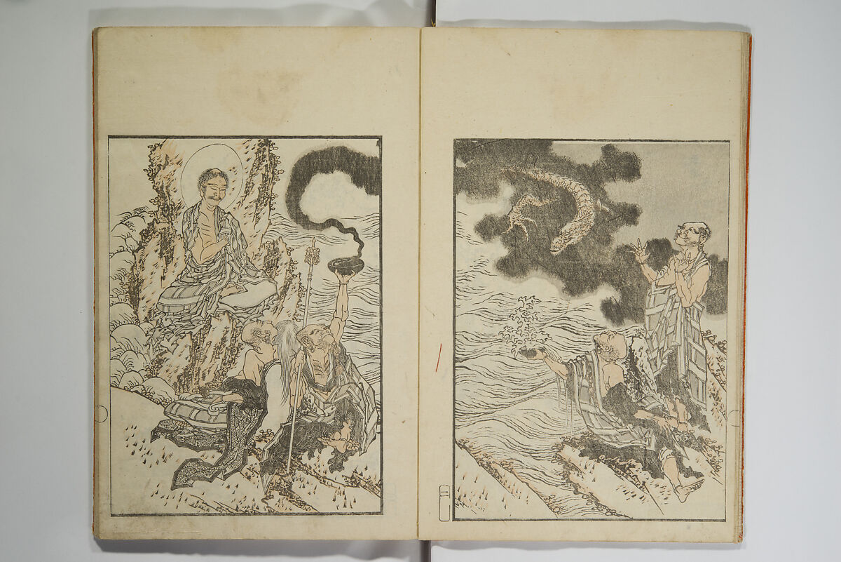 Picture Album Transmitting the Spirit: The Hokusai Drawing Style (Denshin gafu Hokusai gashiki), Katsushika Hokusai 葛飾北斎 (Japanese, Tokyo (Edo) 1760–1849 Tokyo (Edo)), Set of three woodblock printed books; ink on paper, Japan