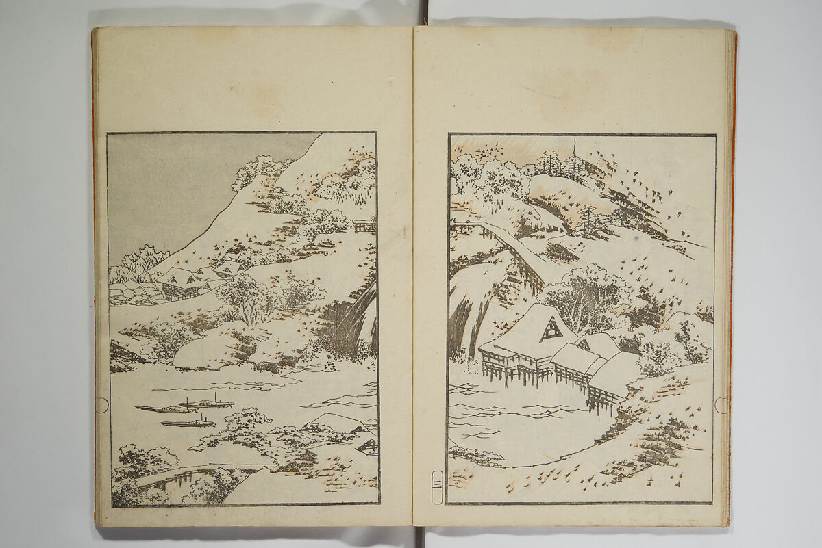 Picture Album Transmitting the Spirit: The Hokusai Drawing Style (Denshin gafu Hokusai gashiki), Katsushika Hokusai 葛飾北斎 (Japanese, Tokyo (Edo) 1760–1849 Tokyo (Edo)), Set of three woodblock printed books; ink on paper, Japan