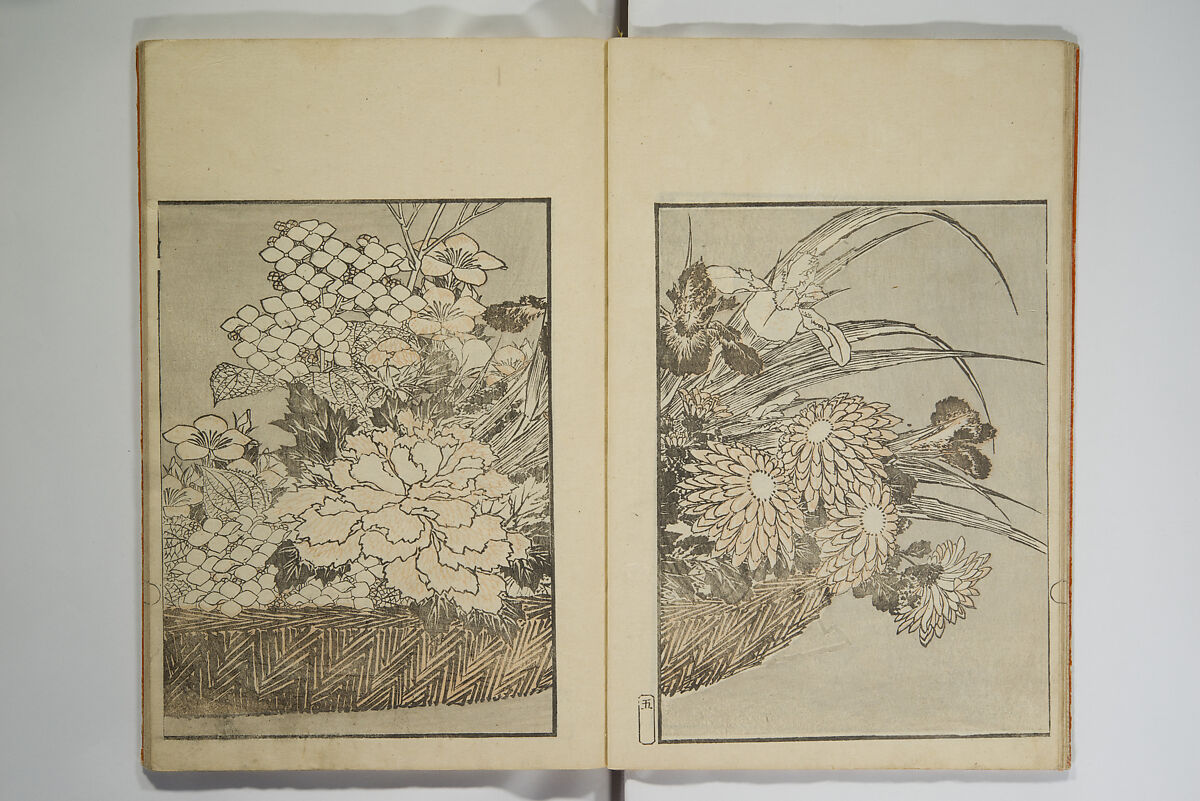 Picture Album Transmitting the Spirit: The Hokusai Drawing Style (Denshin gafu Hokusai gashiki), Katsushika Hokusai 葛飾北斎 (Japanese, Tokyo (Edo) 1760–1849 Tokyo (Edo)), Set of three woodblock printed books; ink on paper, Japan
