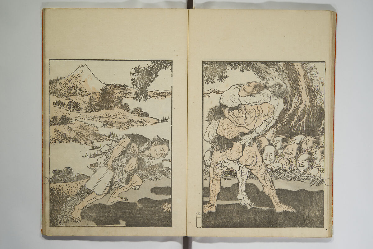 Picture Album Transmitting the Spirit: The Hokusai Drawing Style (Denshin gafu Hokusai gashiki), Katsushika Hokusai 葛飾北斎 (Japanese, Tokyo (Edo) 1760–1849 Tokyo (Edo)), Set of three woodblock printed books; ink on paper, Japan