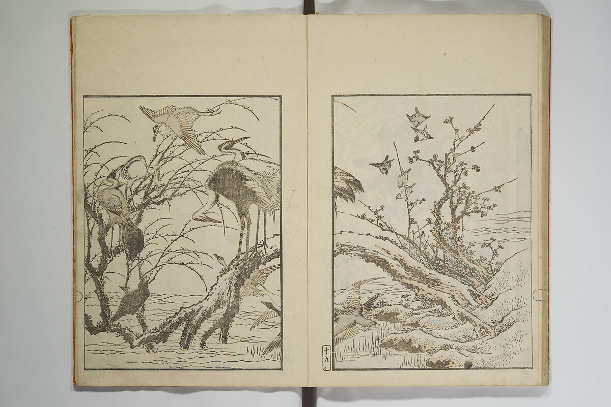 Picture Album Transmitting the Spirit: The Hokusai Drawing Style (Denshin gafu Hokusai gashiki), Katsushika Hokusai 葛飾北斎 (Japanese, Tokyo (Edo) 1760–1849 Tokyo (Edo)), Set of three woodblock printed books; ink on paper, Japan