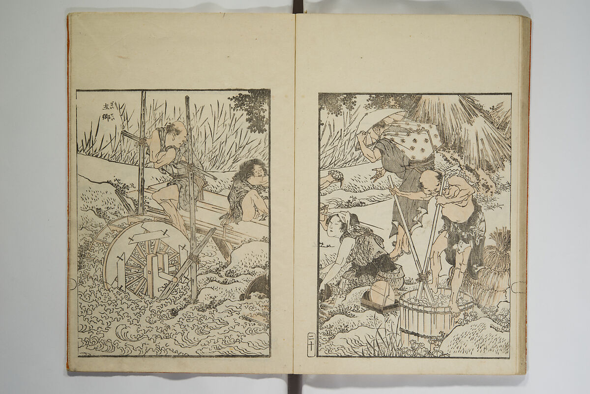 Picture Album Transmitting the Spirit: The Hokusai Drawing Style (Denshin gafu Hokusai gashiki), Katsushika Hokusai 葛飾北斎 (Japanese, Tokyo (Edo) 1760–1849 Tokyo (Edo)), Set of three woodblock printed books; ink on paper, Japan