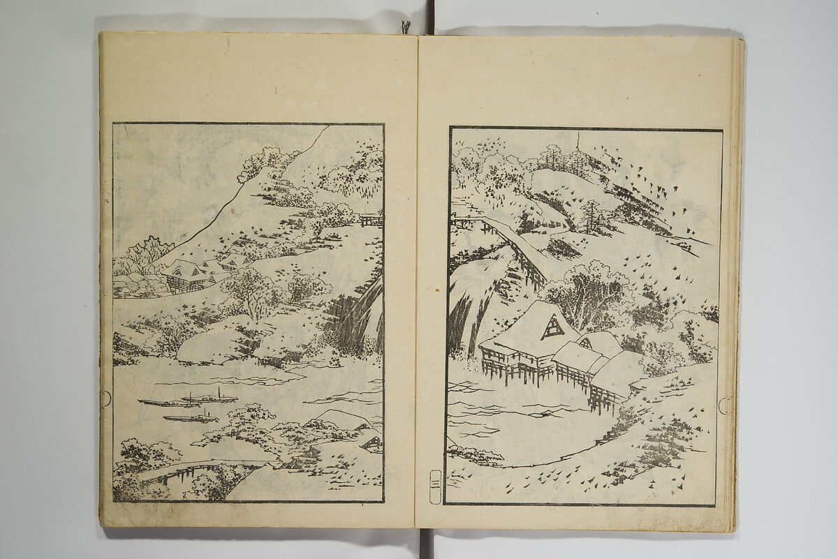 Picture Album Transmitting the Spirit: The Hokusai Drawing Style (Denshin gafu Hokusai gashiki), Katsushika Hokusai 葛飾北斎 (Japanese, Tokyo (Edo) 1760–1849 Tokyo (Edo)), Set of three woodblock printed books; ink on paper, Japan